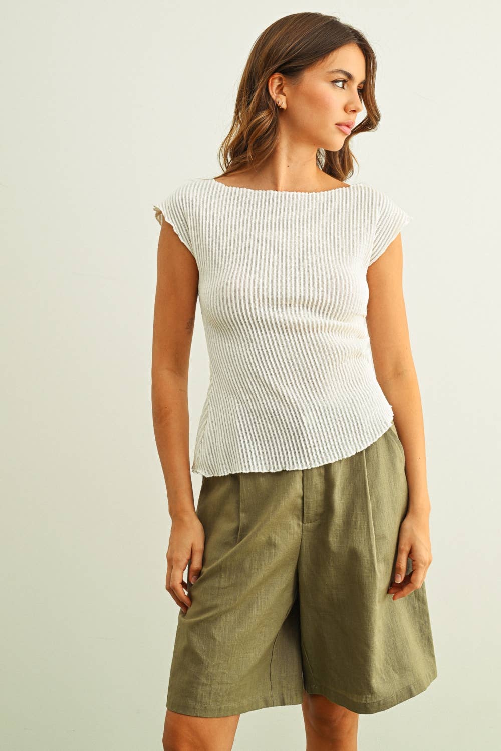 CRINKLED CAP SLEEVE TOP