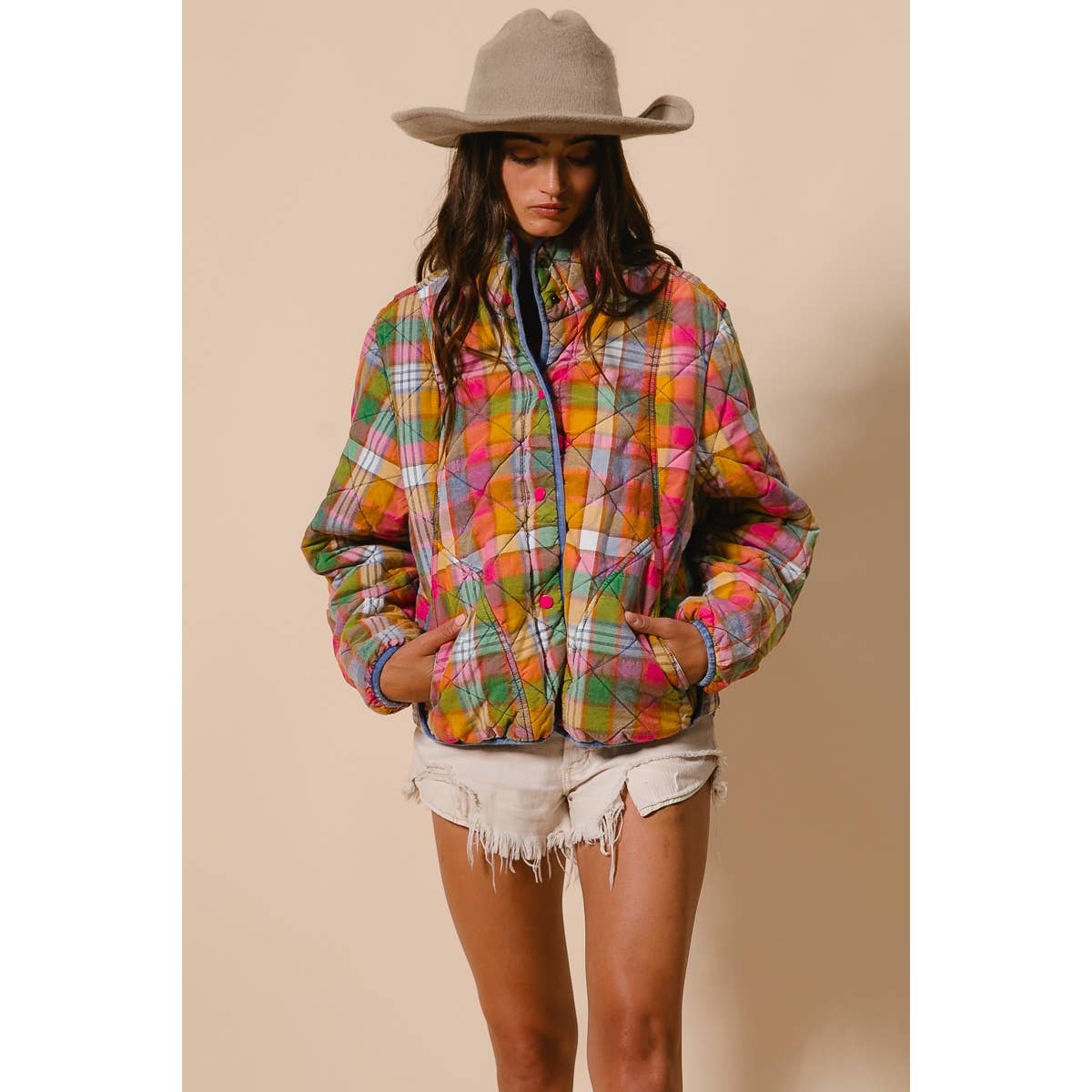 PLAID QUILTED JACKET