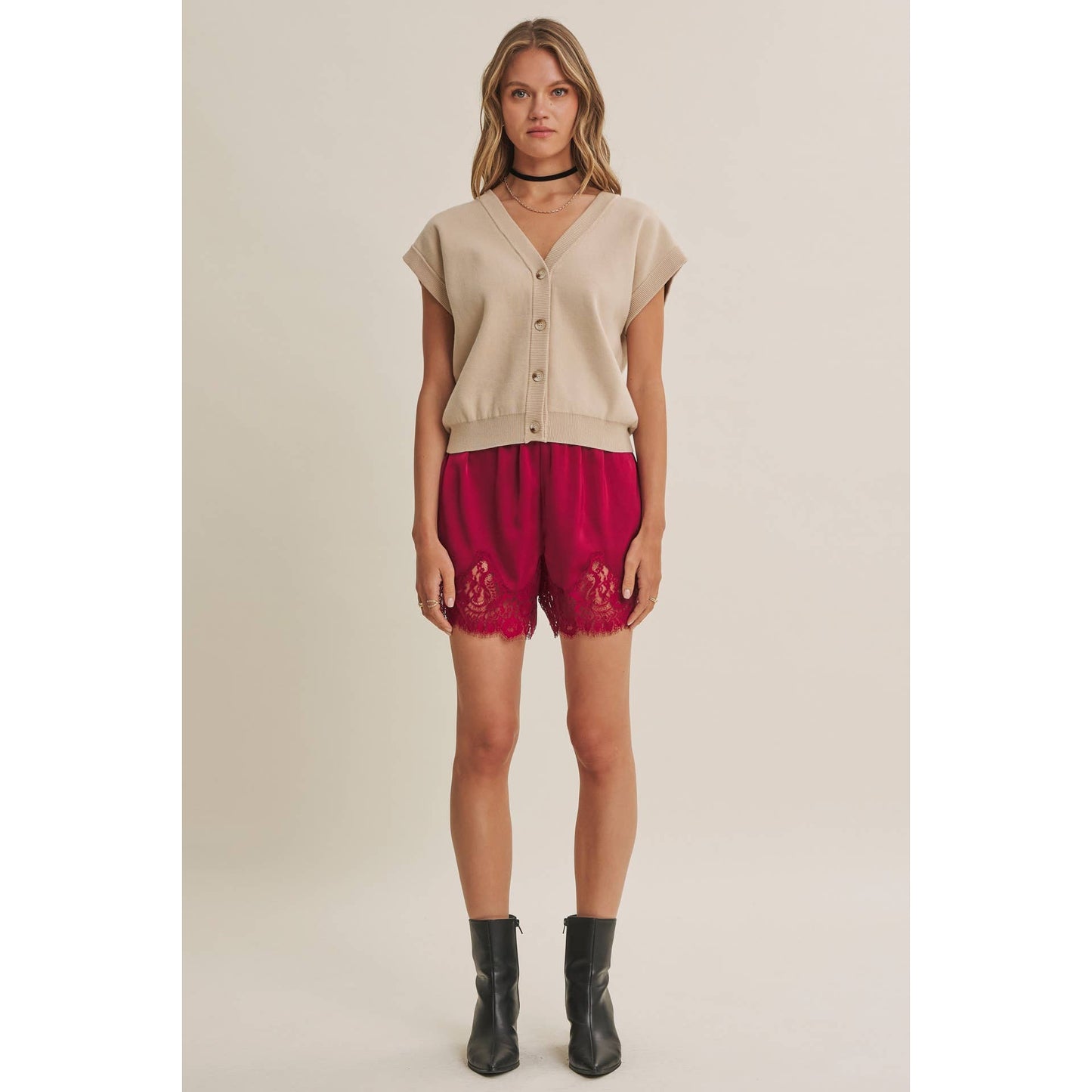 SATIN LACE ELASTIC WAIST SHORTS *More Colors*