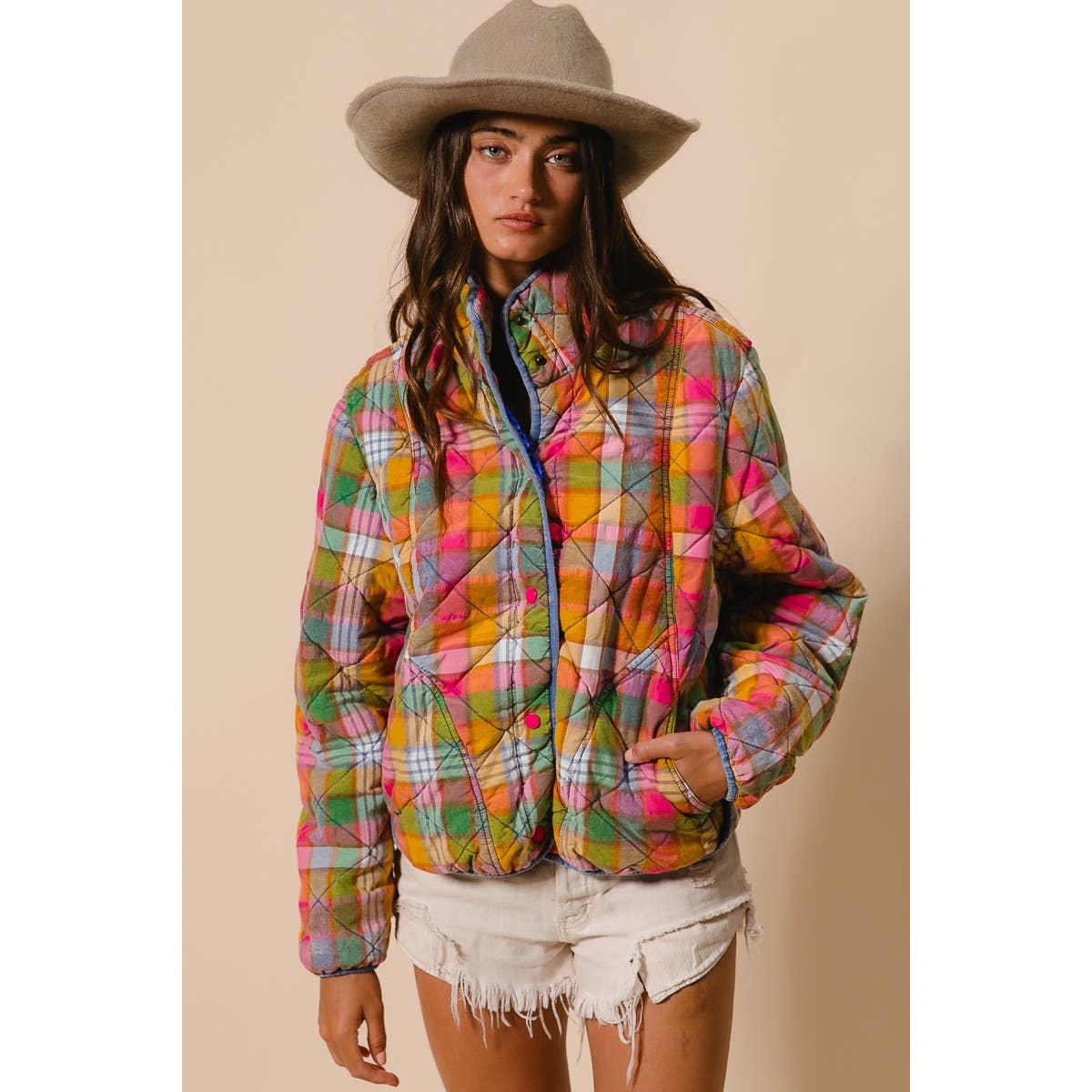 PLAID QUILTED JACKET