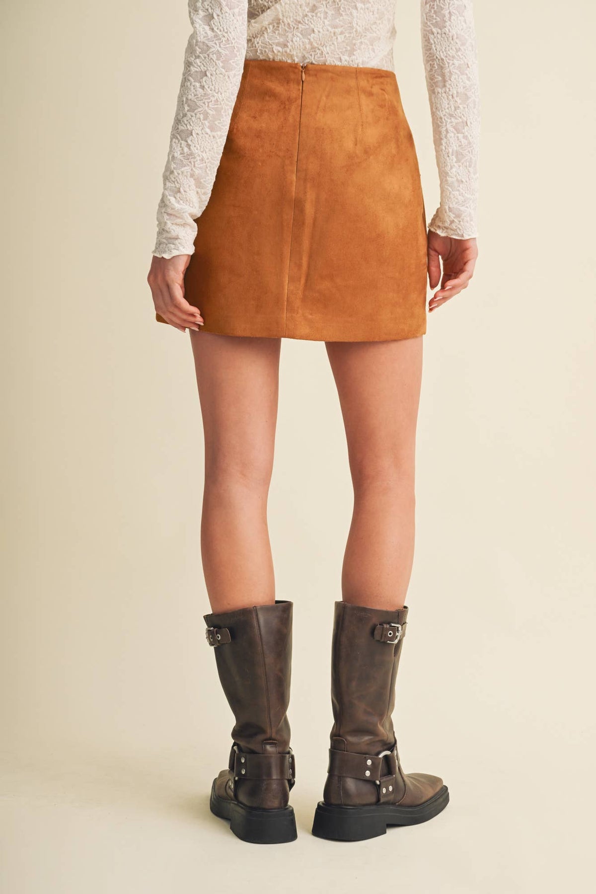 Studded Suede Skirt