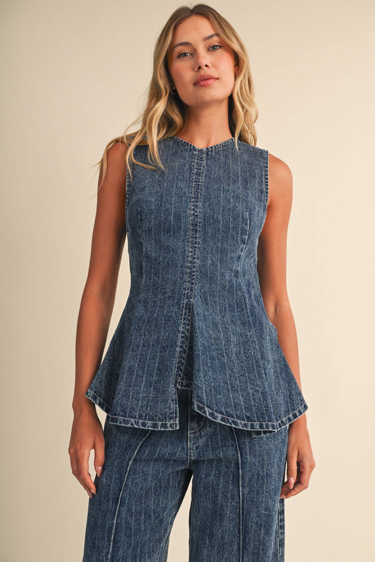 DENIM PEPLUM & BARREL SET