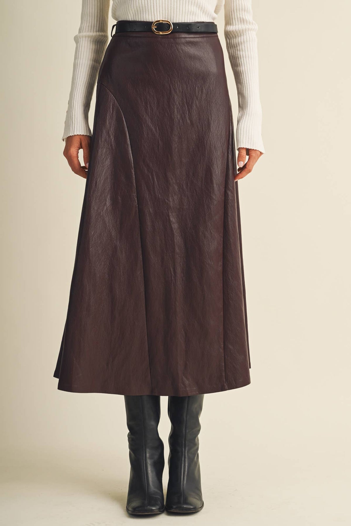 Maroon A-line Skirt
