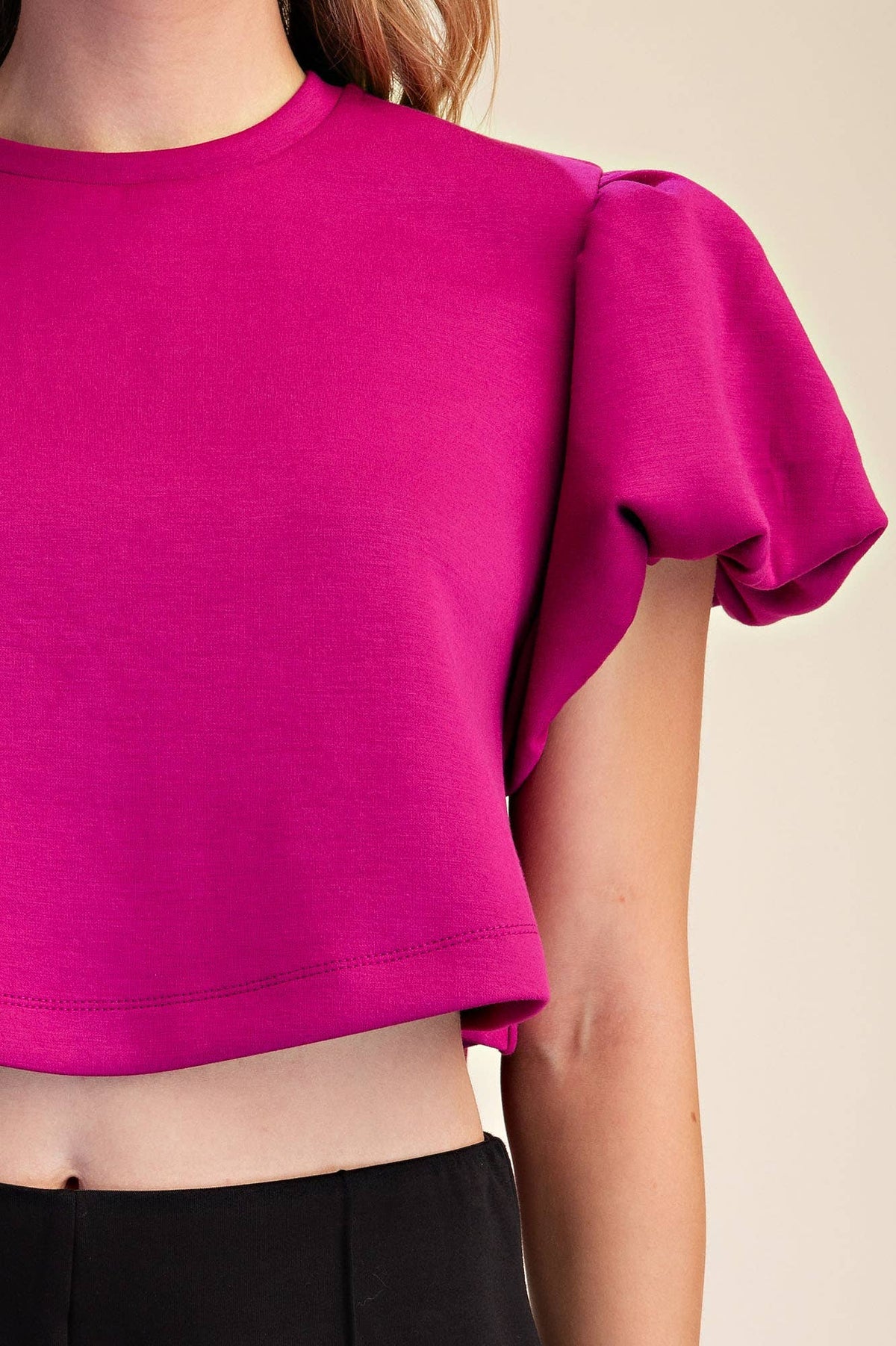 Cropped Puff Sleeve Top *More Colors Available*